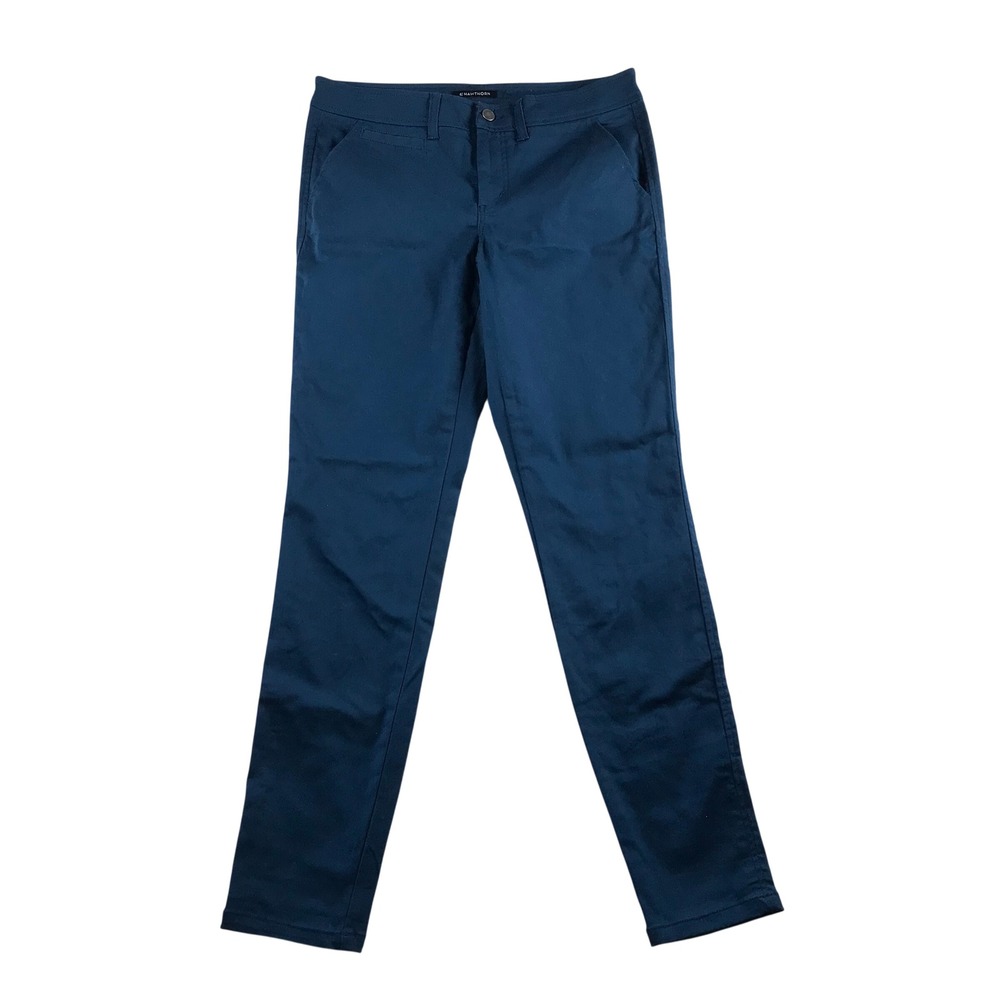 41 Hawthorn Women Teal Blue Slim Straight Leg Chino Pants Size 10 Stretch